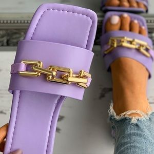 💟🩴 Baby Lavender Gold Chain Sandals 🩴 💟